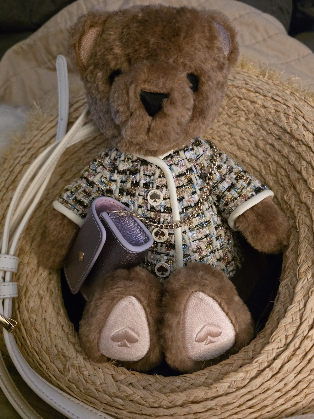 kate spade Teddy Bear Crossbody Bag in Brown with Pink Accents - Picture 2 of 14